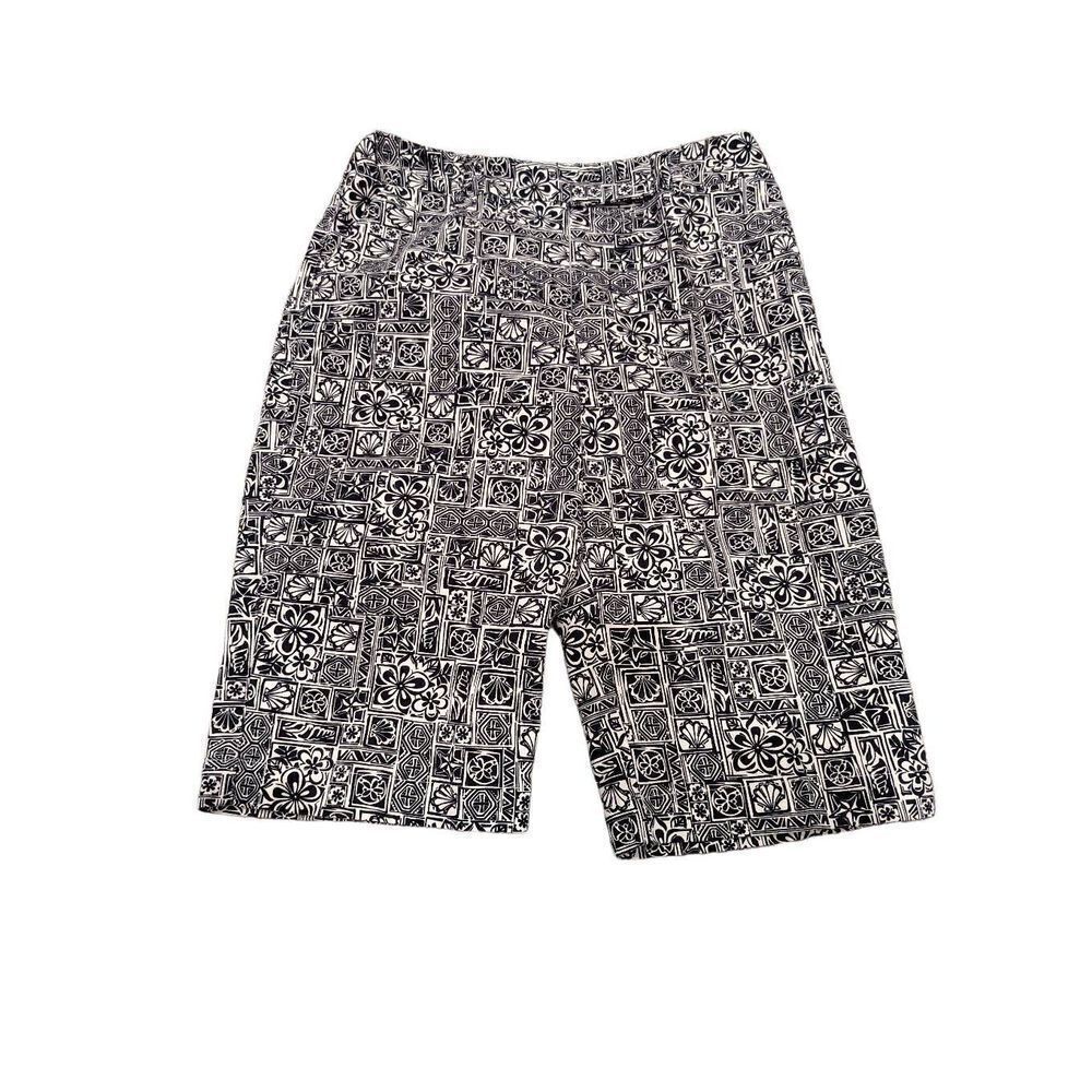 Talbots Women's Black & White Abstract Floral Pattern 13" Inseam Walking Short S